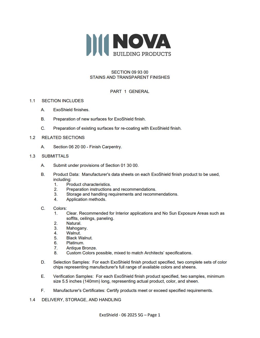 Architect Specifications (CSI) - ExoShield